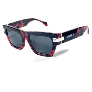 Versace Mod. 4464 F 5457/87 Black and Red Patterned Sunglasses Authentic New